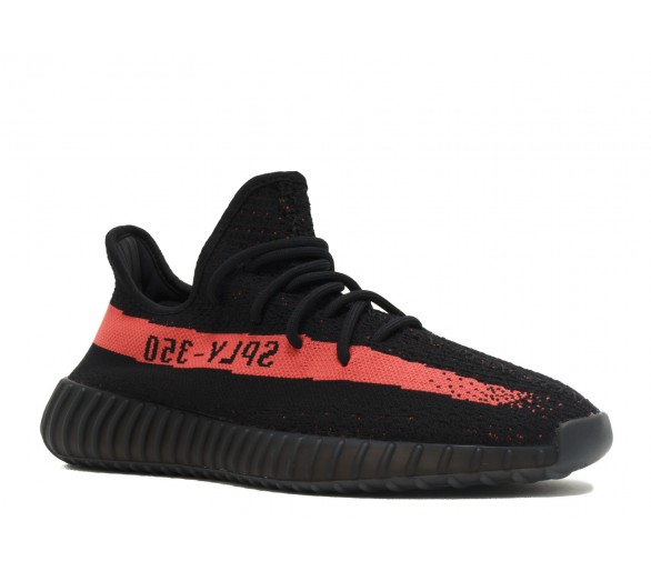 black yeezy with red stripe
