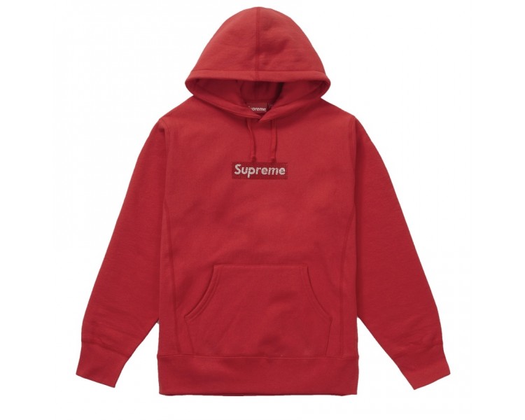 Supreme Hooded Sweatshirt Swarovski Box Logo Red