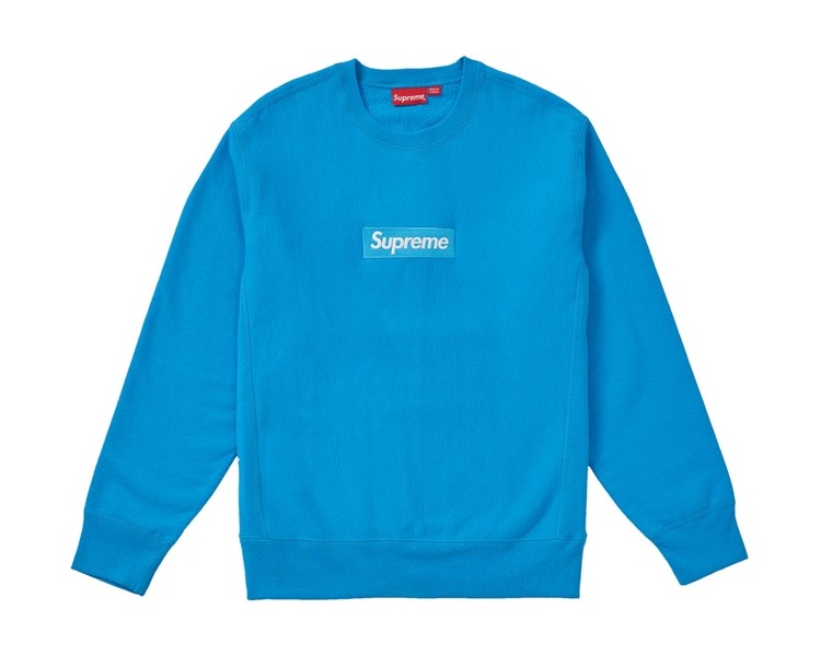 SUPREME BIG ARC CREWNECK SWEATSHIRT PALE ROYAL BLUE BLACK YELLOW BOX LOGO  NEW XL